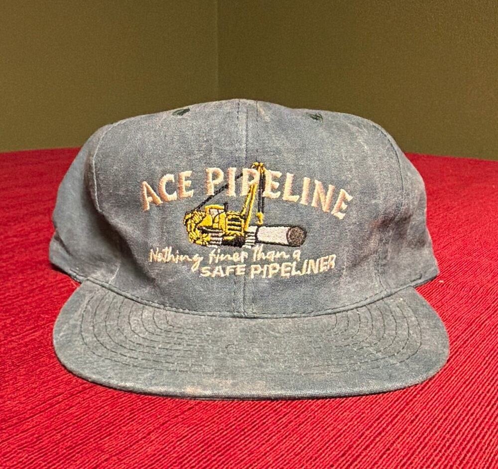 Vintage Ace Pipeline Cobra Caps Snapback Hat Pipeliner Construction Workwear USA